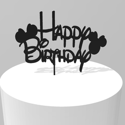 minnie_bday.png Fichier STL Décor de gâteau Happy Birthday Minnie・Modèle imprimable en 3D à télécharger