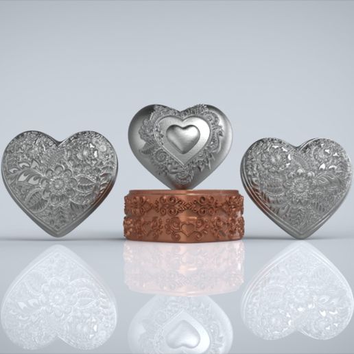 Valentine Heart : Heart gift Box : jewelry gift box STL and OBJ 3D model
