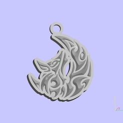 2058475dec5bb245a7f62cb5773fd582_display_large.jpg Fichier STL gratuit porte-clés loup + lune・Design pour imprimante 3D à télécharger
