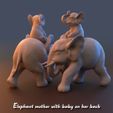 e2.jpg Elephant mother with baby on her back statue