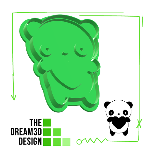 PANDA IN LOVE COOKIE CUTTER/ COOKIE CUTTER 3D model