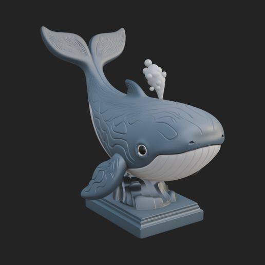 Cute Cartoon Whale Statue Design 4 - 3D Print Model