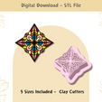 mandala-star-clay-cutters.png Mandala Star Clay Cutter for Polymer Clay | Digital STL File | Clay Tools | 5 Sizes Embossing Clay Cutters
