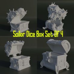 13.jpg Satz von 4 Sailor Thema Würfel Box Muster 3D-Druck Modell