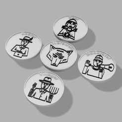 coin-render-v2.png STL file WEREWOLF (MAFIA PARTY GAME VARIATION, ENGLISH VERSION)・3D printable model to download