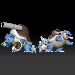 Pokemon-Squitle-Wartortle-Blastoise-Mega-Evolution.jpg Файл STL Pokemon Squirtle Wartortle Blastoise Mega Evolution 3D печатная модель・3D-печатная модель для загрузки
