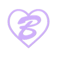 coeur B.stl heart with initial B