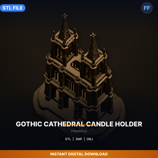 Gothic Cathedral Candle Holder - 3D Printable STL File