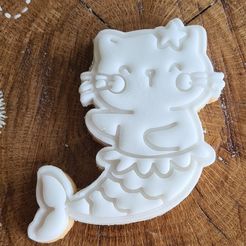 330508898_1371811623601870_2029320879727843639_n.jpg STL file Mermaid Cat Cookie Cutter, Stamper, Embosser・3D printer design to download
