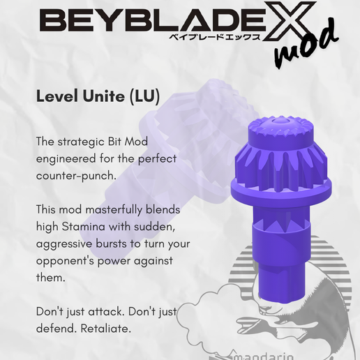 🎚️ Beyblade X Bit Mod Level Unite (LU)・ STL Datei für 3D-Druck・Cults