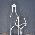 IMG_9257.jpg One-Line-Art wine glass with bottle / Decoration or gift for the kitchen or bar