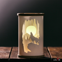 11downsized.png STL file Howling Wolf Light Art Lamp・3D printer design to download