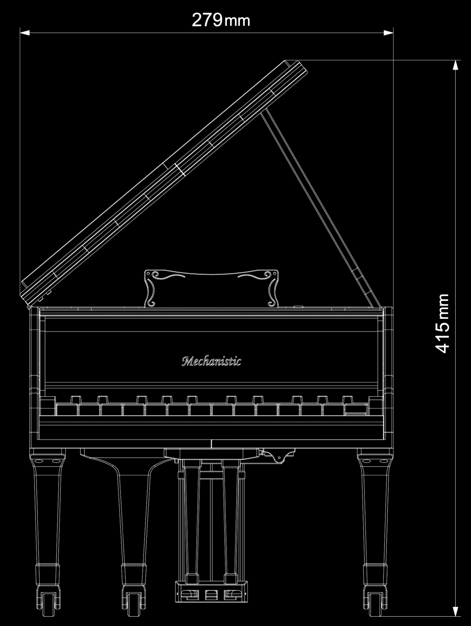 279mm Mechanistic Télécharger fichier Piano à queue entièrement fonctionnel • Objet pour impression 3D, Mechanistic