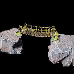 Rope-Bridge-1-Mystic-Pigeon-Gaming-1.jpg 3D file Rope Bridge With Optional Guide Ropes And Rock Base (Wargame Tabletop Terrain)・Template to download and 3D print