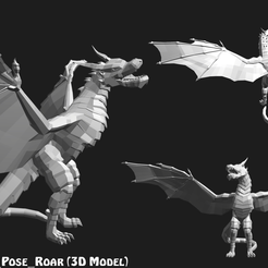 Sculptyfix_LowPoly_Dragon_Wyvren_Pose_Roar.png Sculptyfix LowPoly Dragon Wyvren Statue Set