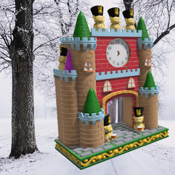 Teddy_Soldier_Castle_Clock-removebg-preview.png STL file Teddy Bear Castle Clock・3D print design to download
