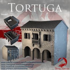 y wwW.facebook.com/darkrealmsforge — wuwwW.patreon.com/darkrealms WWW. ‘instagram. Bootie Sear Fichier 3D Dark Realms - Tortuga Spanish Quarter - Maison 1・Design pour imprimante 3D à télécharger, DarkRealms