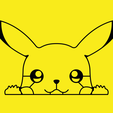 PIKACHU_FACE_HALF.png 2D Wall Decoration - Pokemon Pikachu Half Face
