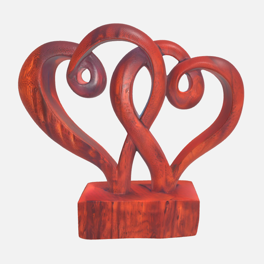 Two Hearts Intertwined Sculpture, Double Heart decor,  Romantic Anniversary Gift, Valentine's Day Gift, engagement gift, proposal, wedding - 3D model önizlemesi