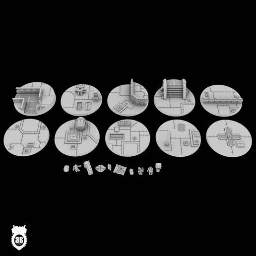 Round-40mm-base-complete-kit.jpg 40mm round bases for 6mm/8mm miniatures - Tech Shanty texture