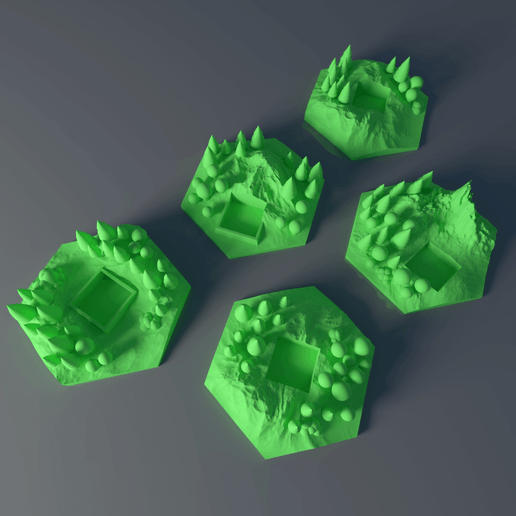 Pic2.png Free 3D file Custom forest tile set for Terraforming Mars - Forrest 1-5・3D printer model to download, Rayjunx
