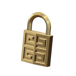 Givenchy-logo-padlock-00.jpg Colgante candado llave griega Givenchy modelo de impresión 3D