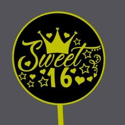 sweet-16-crown.jpg Cake Topper - Sweet 16 - Crown party