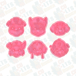PAW-Patrol-cookie-cutter-set-of-6.png 3D file PAW Patrol cookie cutter set of 6 *・3D print model to download