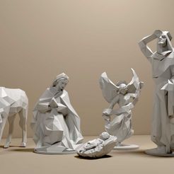 img1.jpg Fichier STL Nativité - Lit d'enfant LOW POLY・Plan imprimable en 3D à télécharger