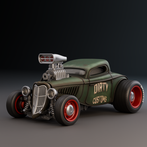 🥵 High Custom Hot rod full kit Ford coupe 1933 + bonus Rat Fink