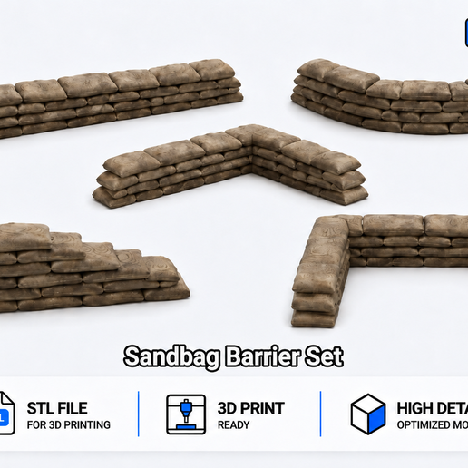 Sandbag Barrier Set | 3D Print STL