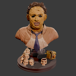 Leaterface-front.png Leatherface bust for 3D print