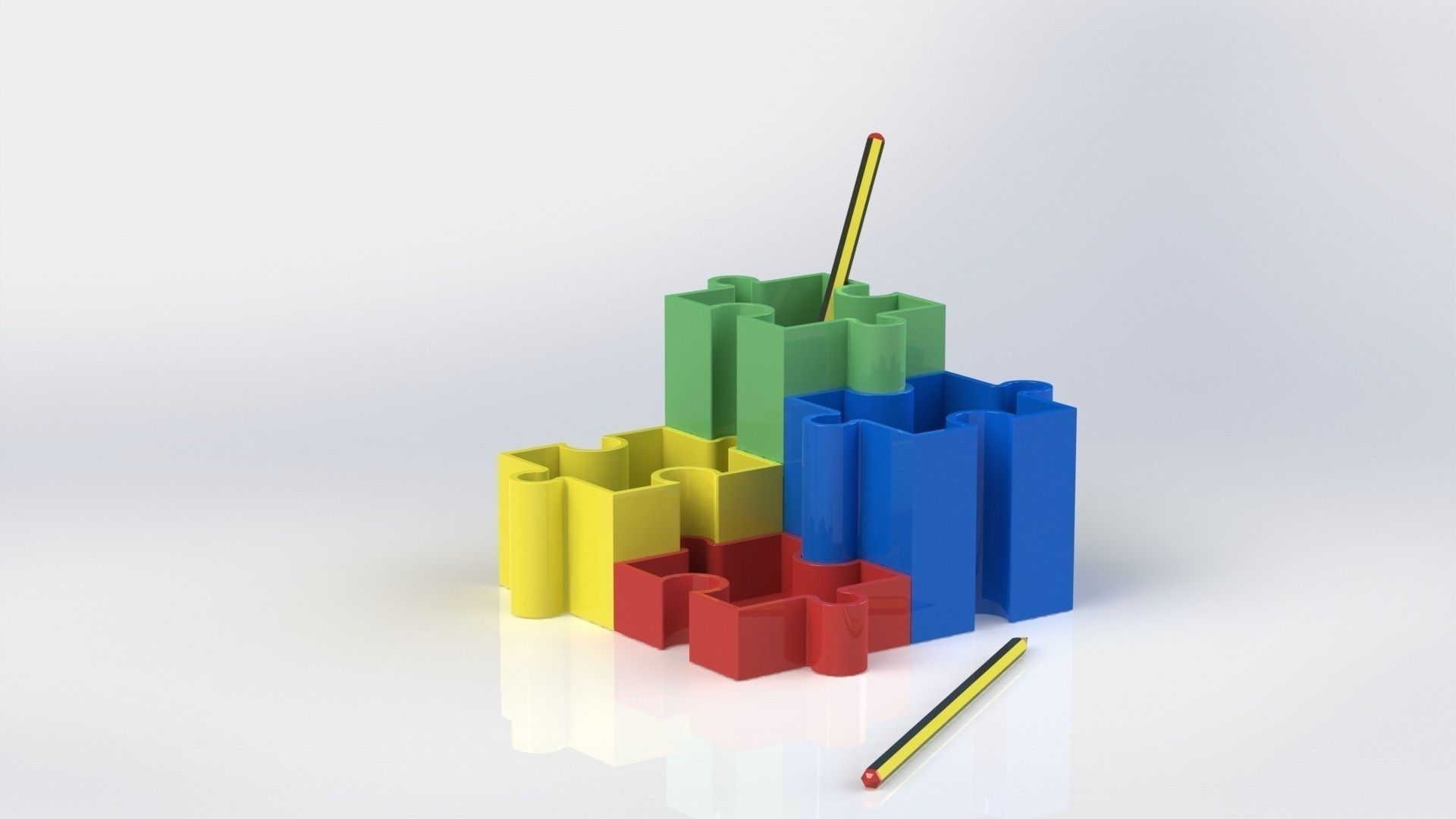 render_01.JPG Télécharger fichier STL gratuit Puzzle pencil cup • Design imprimable en 3D, BEEVERYCREATIVE
