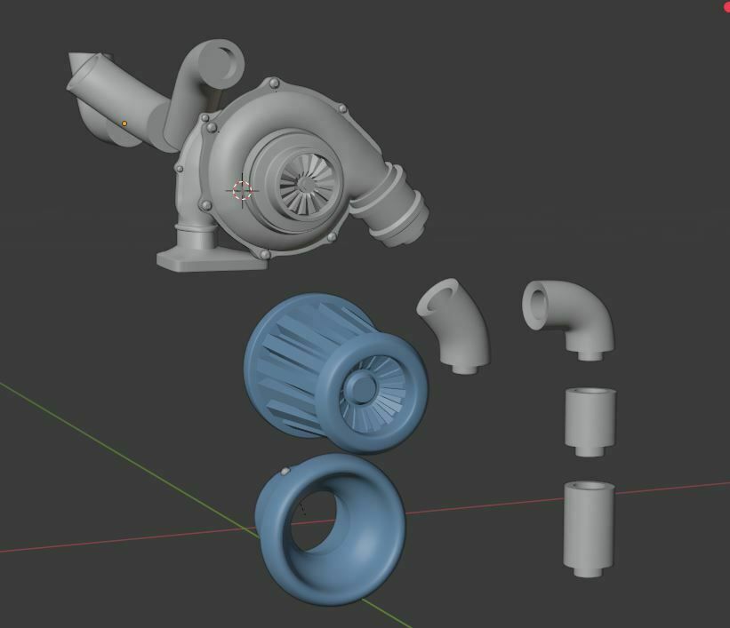 r2.JPG Download file Turbocharger set with 3 exhaust tips • Design to 3D print, BlackBox