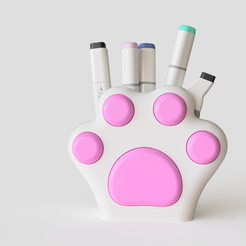 porta_lapis_pata_gato_2022-Jul-15_10-28-59PM-000_CustomizedView10658022365_png.png 3MF file KAWAII PAW PEN CUP・3D printable model to download