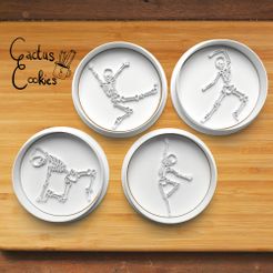Bild.jpg 3D file dancing skeleton Cookie Cutter set・Template to download and 3D print, CactusCookies