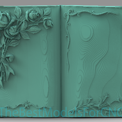📁 3D Modell STL Datei für CNC Router Laser & 3D Drucker Buch mit Rosen ...