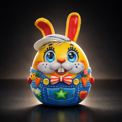 Bunny Easter Egg 3D Print – Adorable Rabbit Egg Decoration – Kawaii Spring Bunny Egg