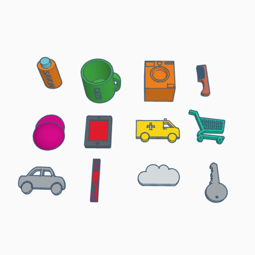 ️ miniature object, pictogram, object card・ STL File for 3D printing・Cults