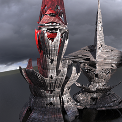 flower-green-temple-ruin-1.236.png OBJ file Dark Alien Monolith Dome Towers・3D printing design to download