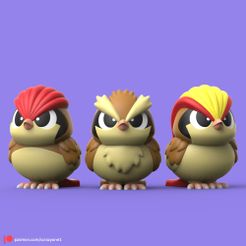 PidgeyEvolution01.jpg STL file POKEMON - CHIBI PIDGEY EVOLUTION (EASY PRINT NO SUPPORT)・3D print design to download