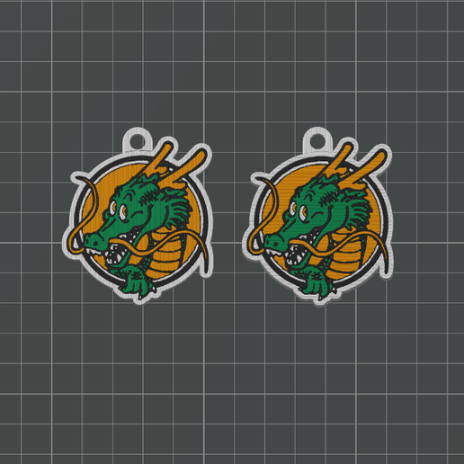 Shenron/ Shenlong - Dragon ball x 2 (One and Mirror Sided versions) Anime Keychains Collection - 4 Color 3MF for AMS Printers