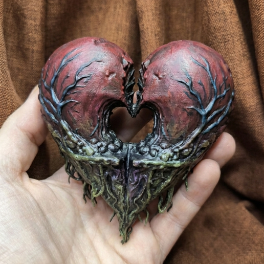 Heart from the Other Side – Dark Valentine 3D Printable Sculpture (STL)