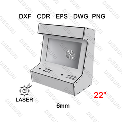 DXF CDR EPS DWG PNG 6mm Arcade for CNC Laser, DXF download, 6mm - Laser cut (fliperama)