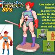 Lion leader of the Thundercats In a new version based on the classic ol AYE Ta CT with five points MWR LEC sword and base. ~<a —_: ” pis Lion leader of the Thundercats in a new version based on the classic 80's TV cartoon with five points of articulation, sword and base.