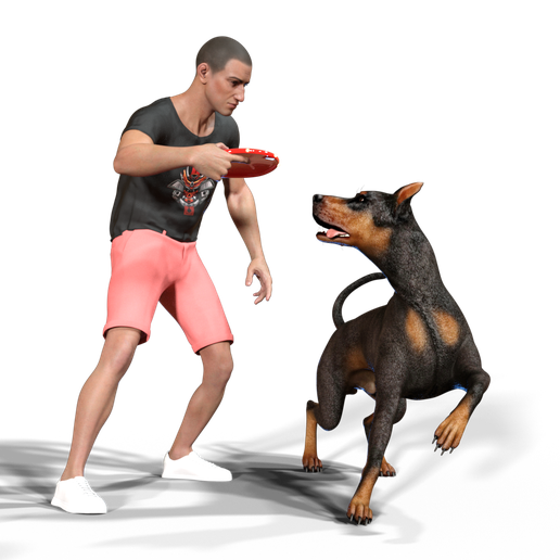 KID PLAY WITH DOG 3 3D model