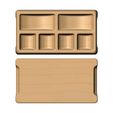6-pocket-recta-tray-01.jpg Rectangular 6 pockets serving tray relief 3D print model
