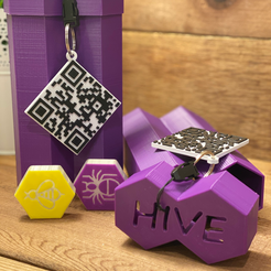 finished_hive_game.PNG Fichier STL Instructions pour le jeu de la ruche (anglais) Étiquette-cadeau du code QR・Plan pour imprimante 3D à télécharger