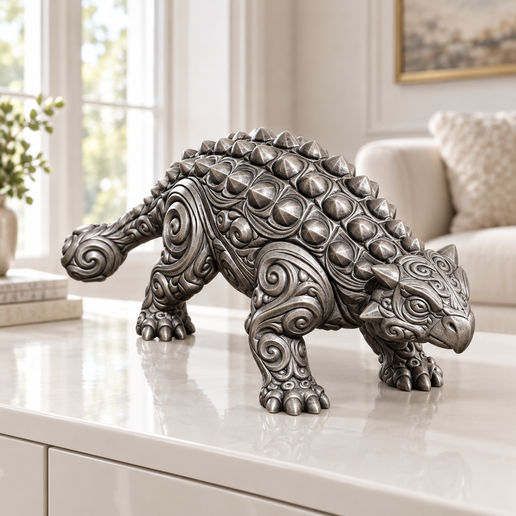 Ankylosaurus mit Rankenmuster – STL & 3MF, 4 Größen