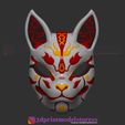 Fox_Mask_no3_01.jpg Japanese Fox Mask Demon Kitsune Costume Cosplay Helmet STL File